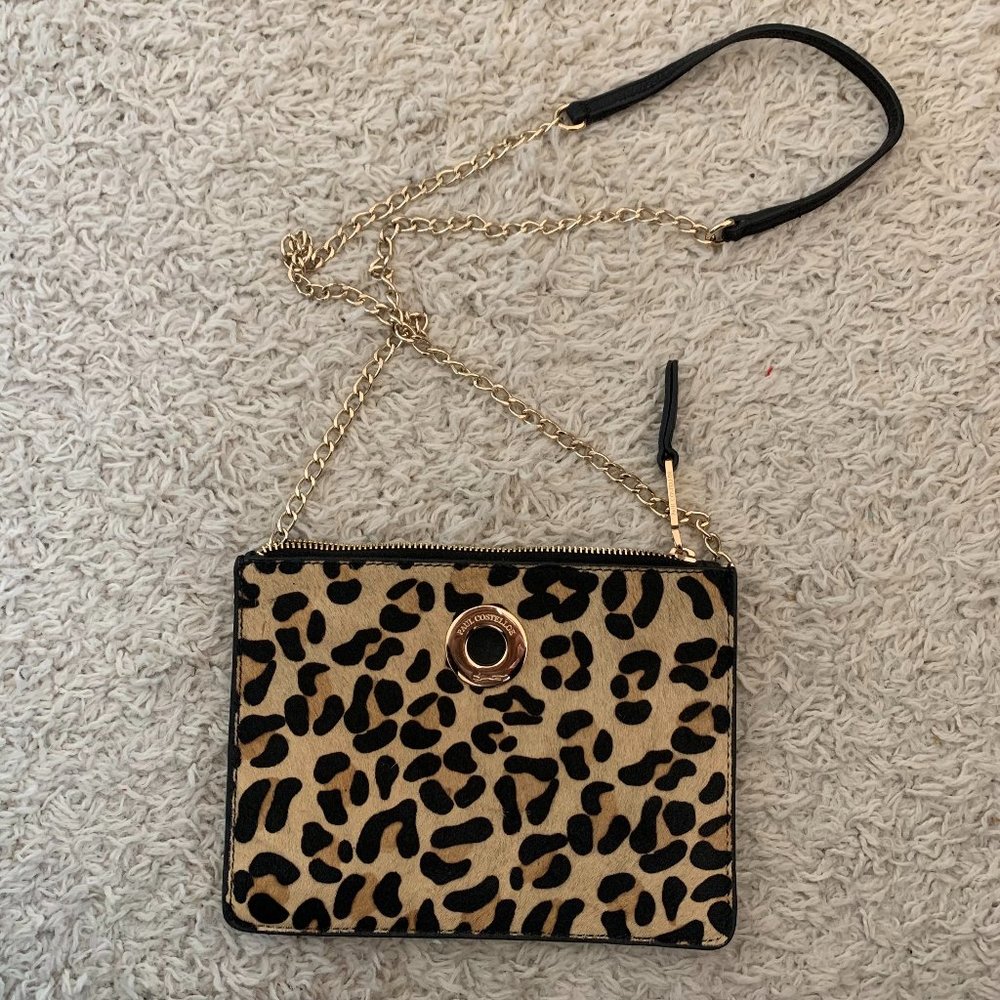 Paul Costelloe, O/S, Leopard Print and Leather Crossbody Purse